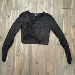 House of Harlow 1960 Black Ruched Crop Top L